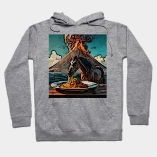 watercolor horse eating spaghetti by volcano Hoodie